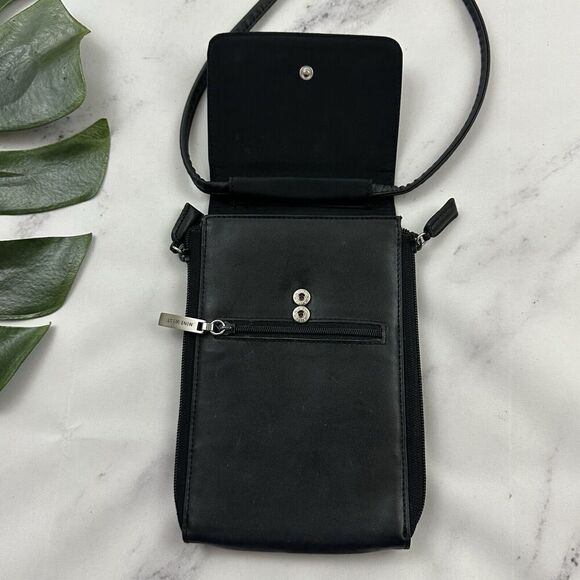 Nine West Vintage Y2k Leather Mini Bag Purse Black Small Zipper Pockets - Picture 4 of 6
